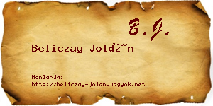 Beliczay Jolán névjegykártya
